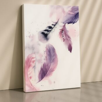 Floating Feathers Pastel Canvas Wall Art – Soft Modern Bedroom or Nursery Decor