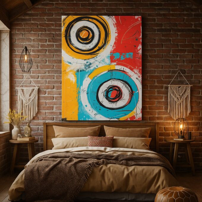 Orbit of Emotion – Colorful Abstract Circular Canvas Wall Art - Image 2