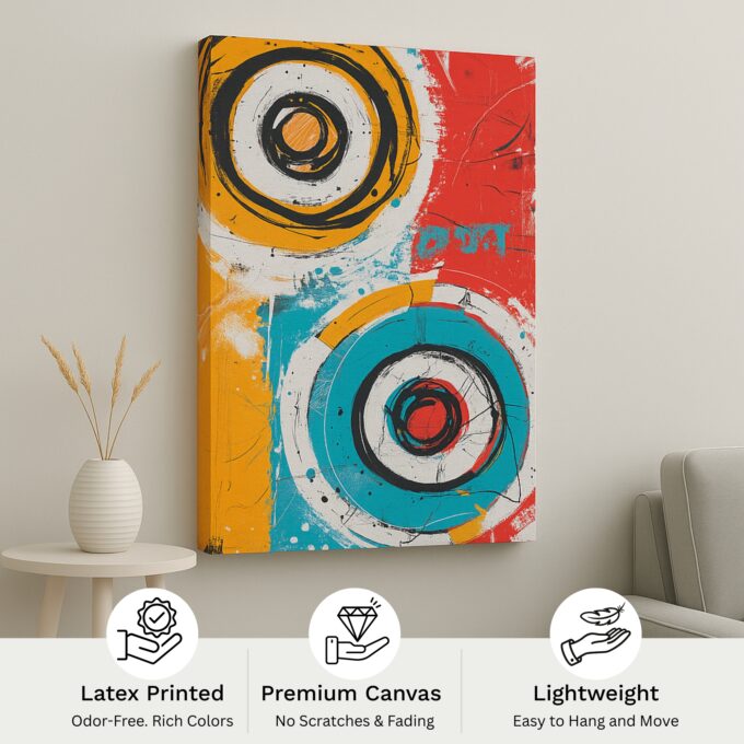 Orbit of Emotion – Colorful Abstract Circular Canvas Wall Art - Image 4
