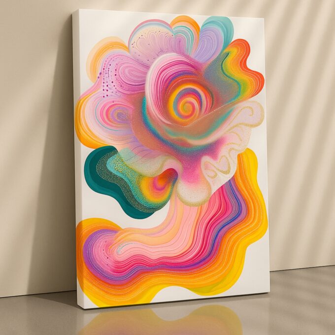 Silent Bloom – Floral-Inspired Abstract Pastel Canvas Wall Art
