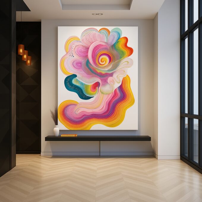 Silent Bloom – Floral-Inspired Abstract Pastel Canvas Wall Art - Image 3