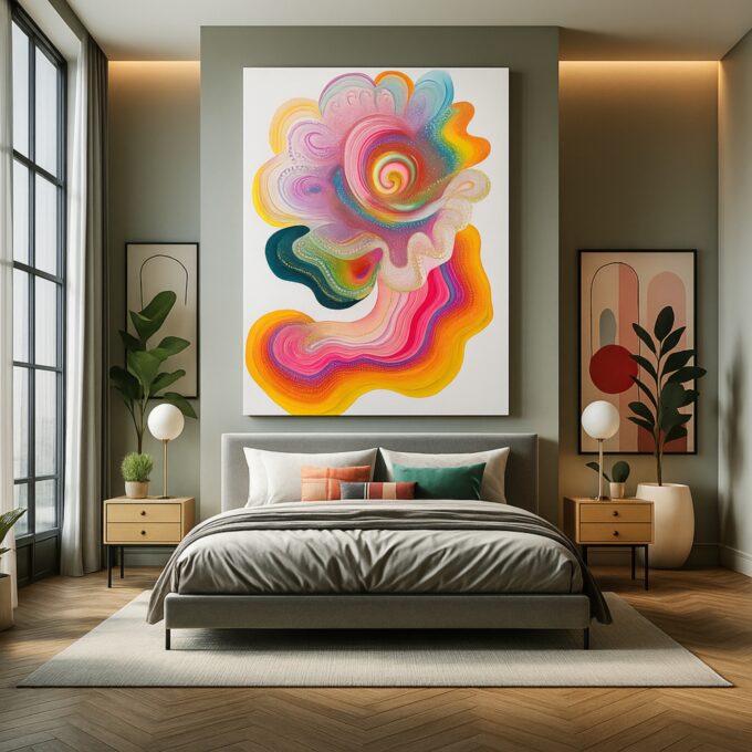 Silent Bloom – Floral-Inspired Abstract Pastel Canvas Wall Art - Image 2