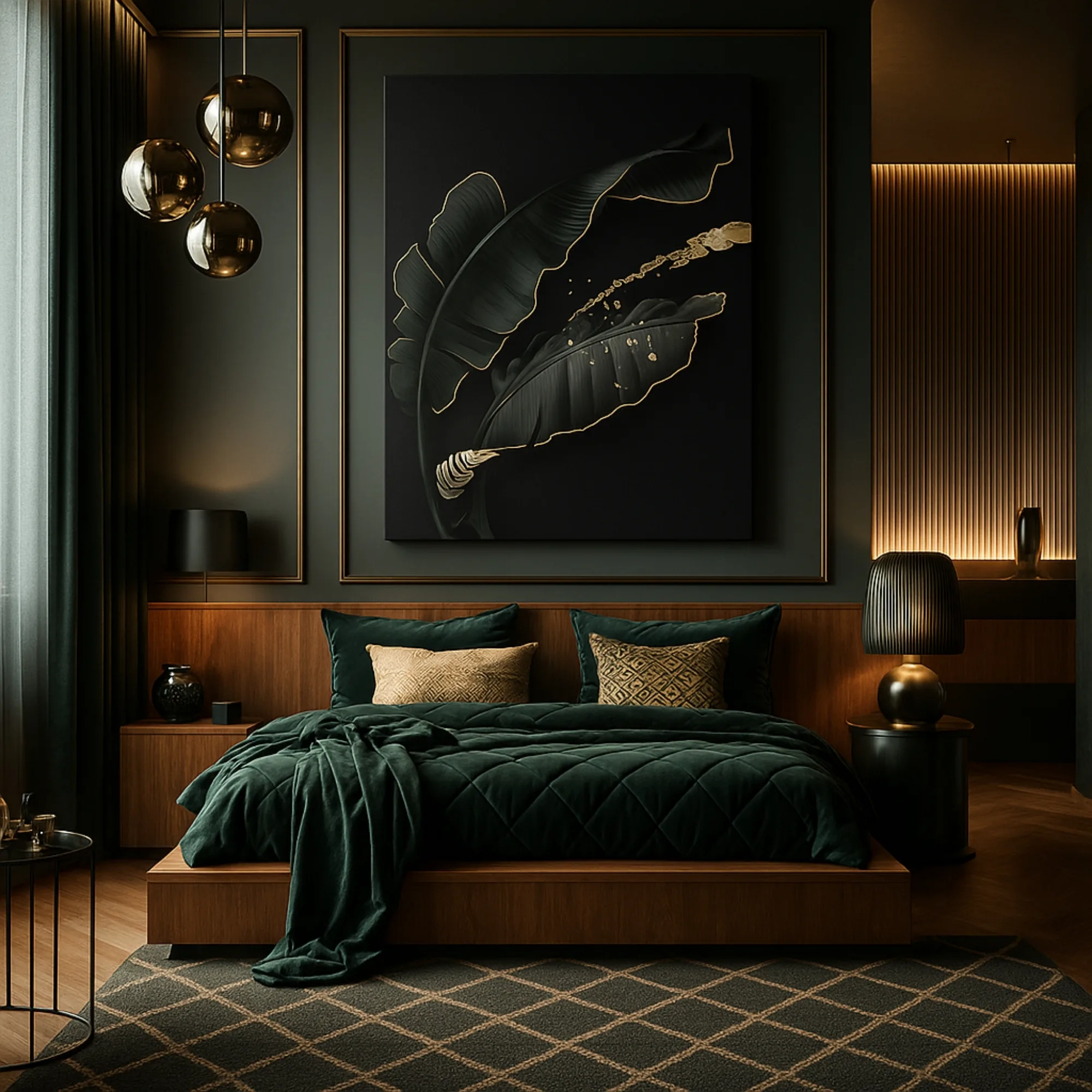 Canvas Print of Golden Leaves – Black & Gold Wall Art | Artfy - Image 2