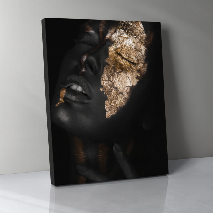 Golden Cracked Face Canvas