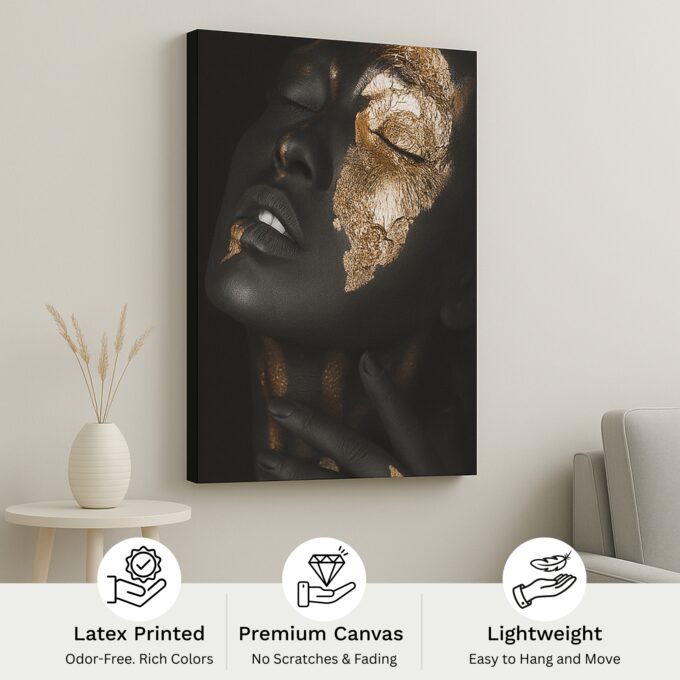 Golden Cracked Face Canvas - Image 4