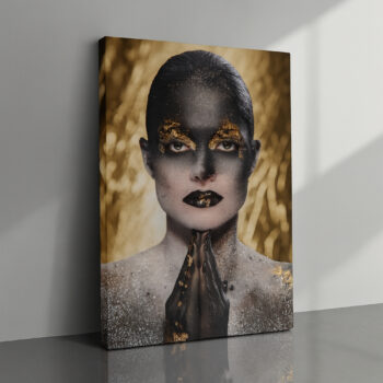 Enigmatic Gaze in Gold Canvas
