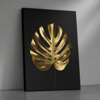 Golden Monstera Leaf Canvas