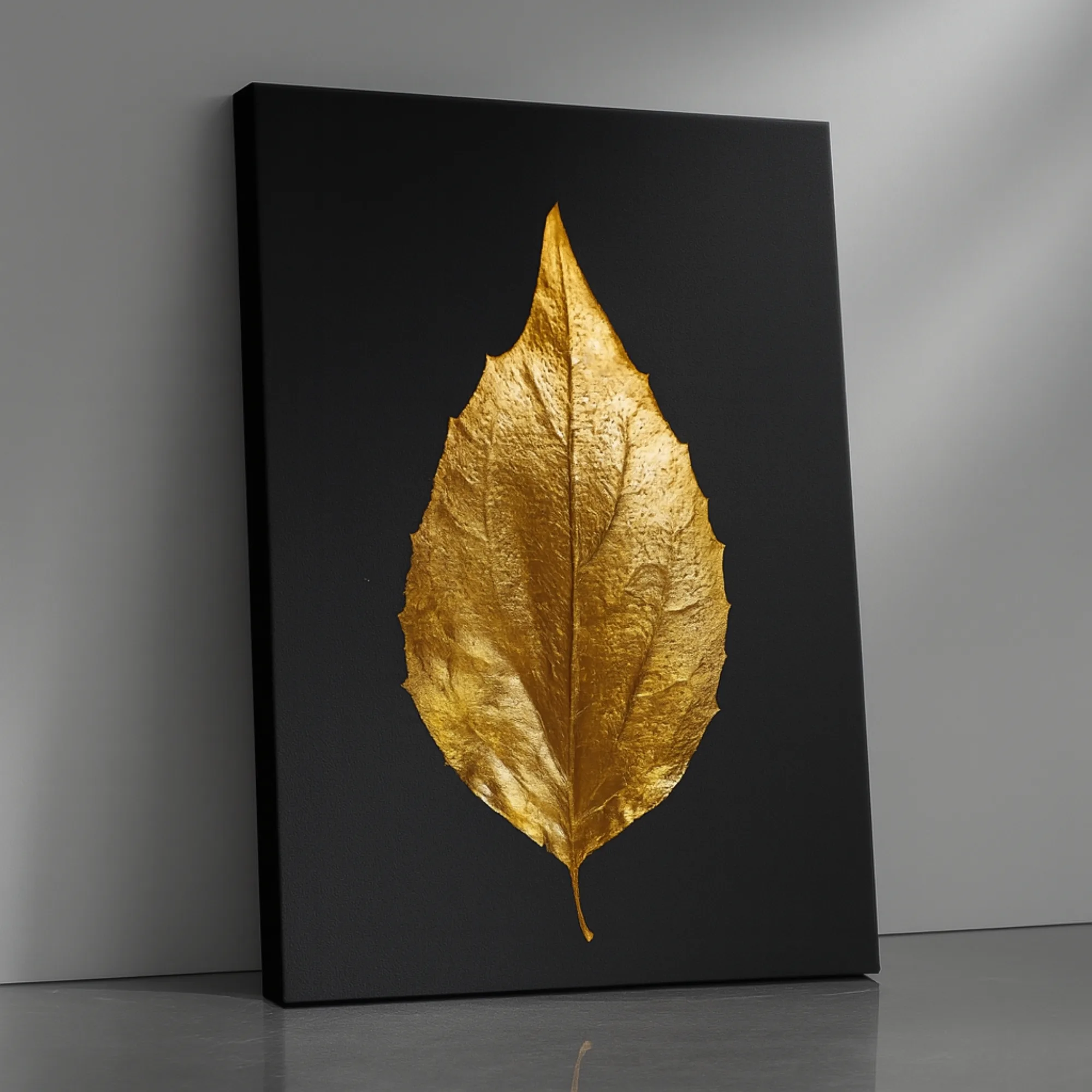 Golden Elegance Leaf black & gold canvas print by Artfy Canvas – abstract leaf canvas painting, wall paintings, artwork for wall décor