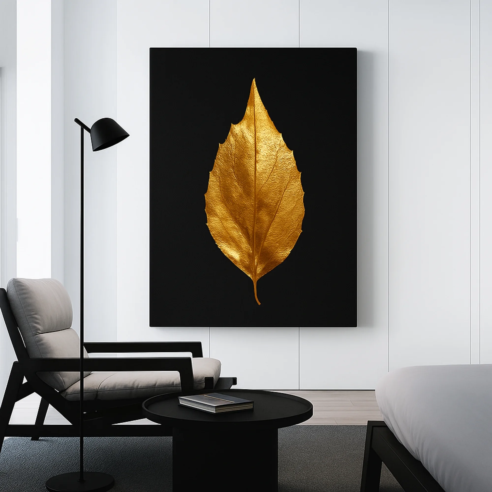 Canvas Print of Golden Leaf – Black & Gold Wall Art | Artfy - Image 3