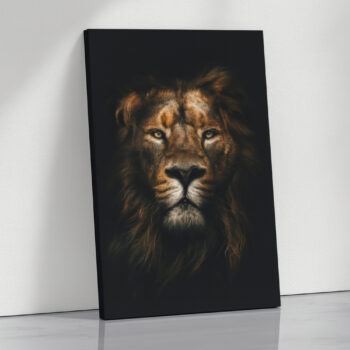 Regal Lion Portrait in Gold Canvas