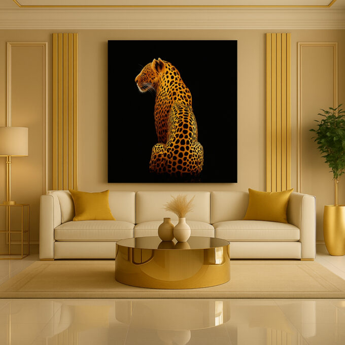 Leopard Majesty in Gold Canvas - Image 3