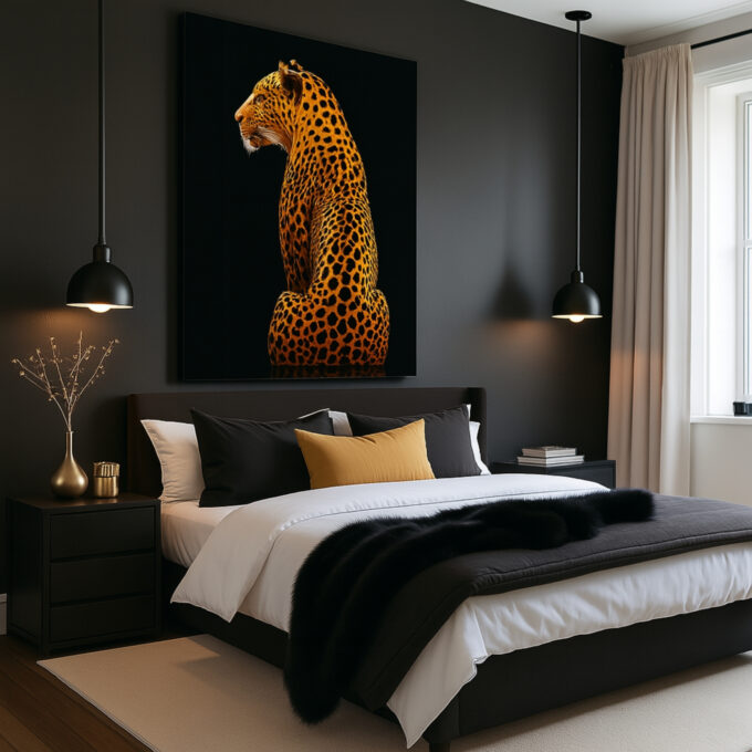 Leopard Majesty in Gold Canvas - Image 2