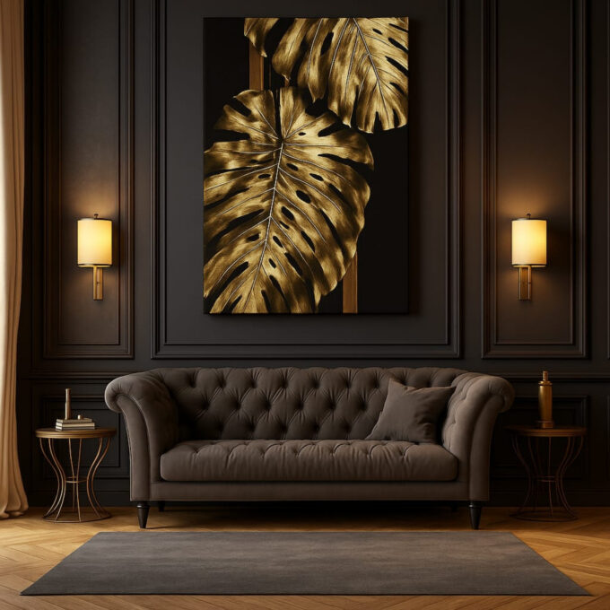 Regal Foliage: Golden Monstera - Image 3