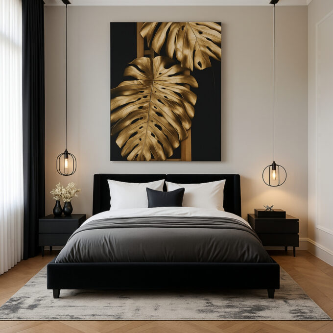 Regal Foliage: Golden Monstera - Image 2