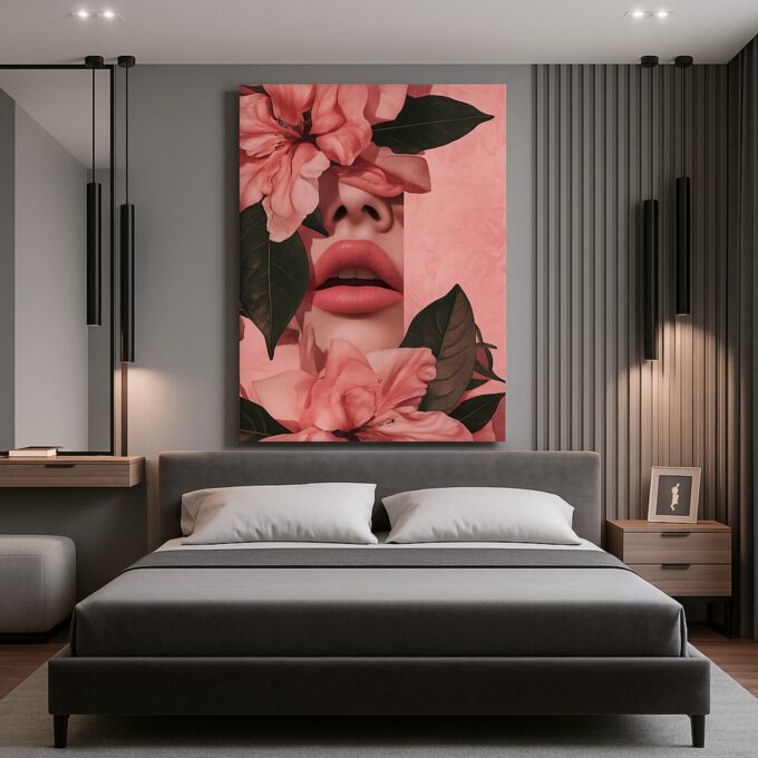 Bloomed Beauty – Floral Abstract Woman Canvas Wall Art - Image 3