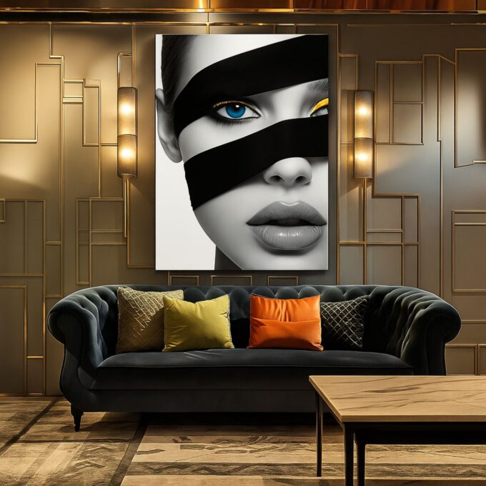 Monochrome Gaze – Black & White Abstract Portrait - Image 3