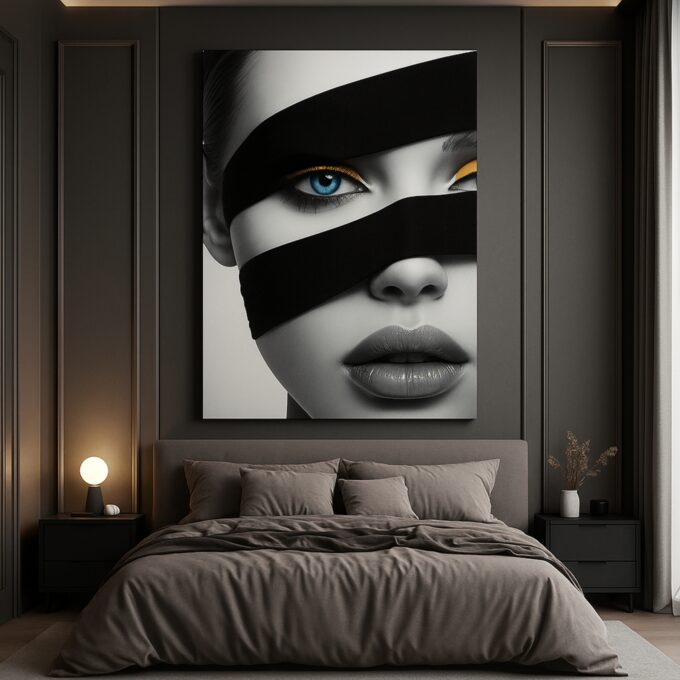 Monochrome Gaze – Black & White Abstract Portrait - Image 2