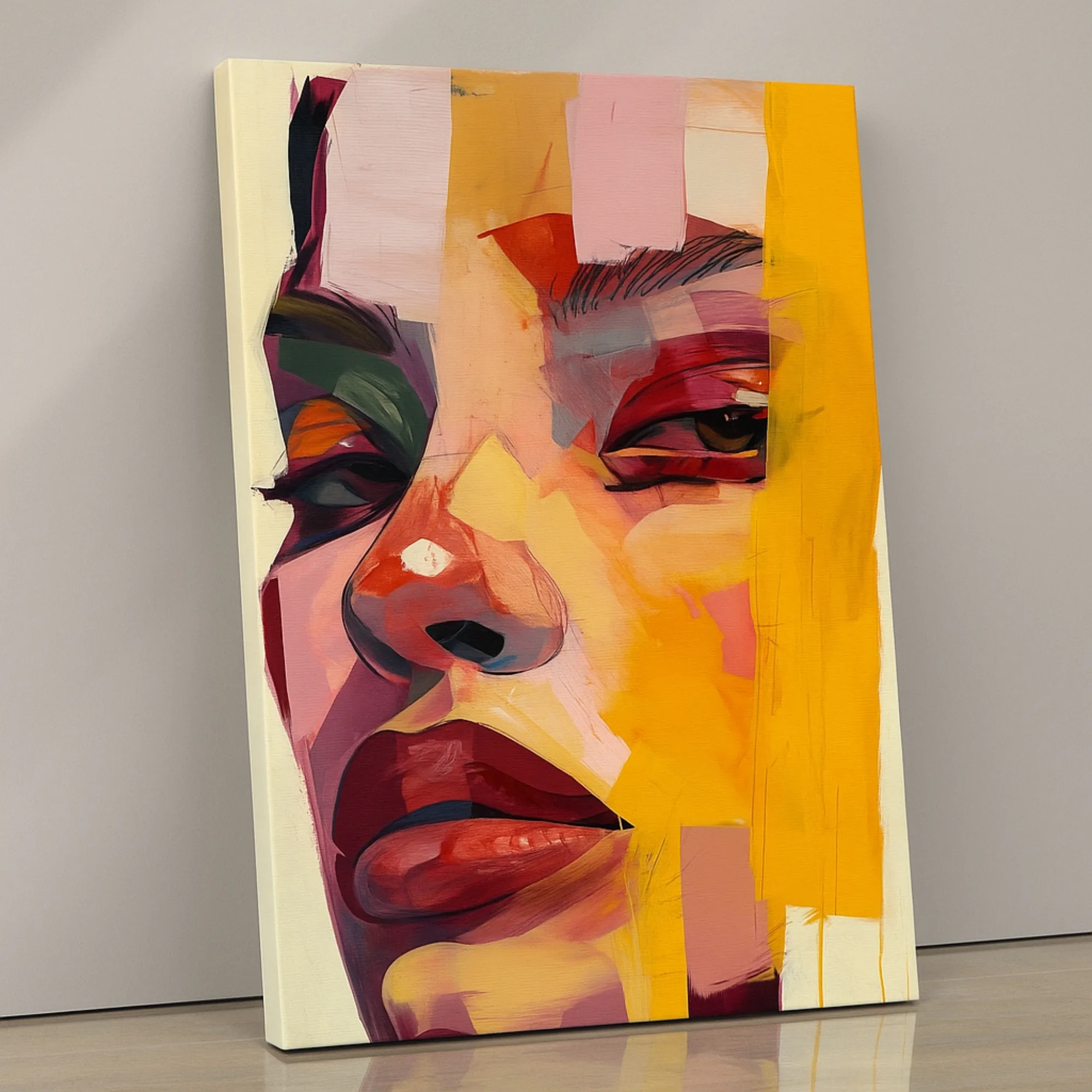 Vivid Glance abstract colorful portrait canvas print by Artfy Canvas – modern art canvas painting, wall paintings, artwork for wall décor