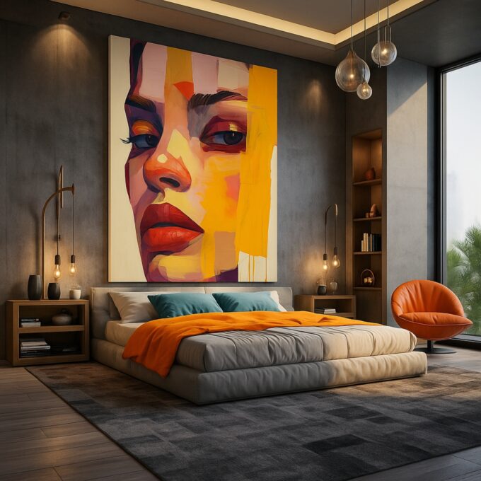 Vivid Glance Canvas Wall Art – Abstract Colorful Portrait Painting – Modern Luxury Wall Décor - Image 3