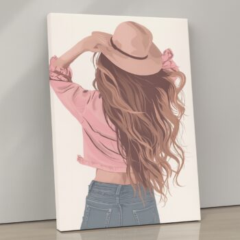 Backward Glance Canvas Wall Art – Chic Minimalist Portrait Print – Contemporary Feminine Home Décor