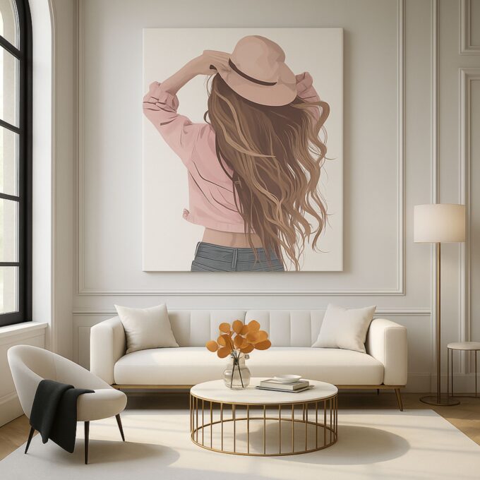 Backward Glance Canvas Wall Art – Chic Minimalist Portrait Print – Contemporary Feminine Home Décor - Image 2