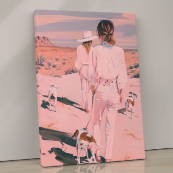 Desert Stroll Canvas Wall Art – Pastel Western Scene Print – Modern Country Home Décor