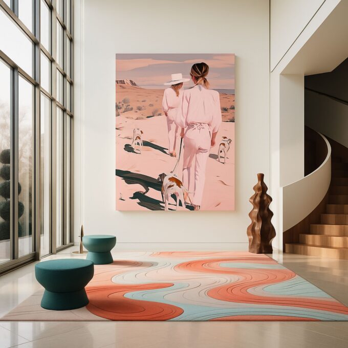 Desert Stroll Canvas Wall Art – Pastel Western Scene Print – Modern Country Home Décor - Image 2