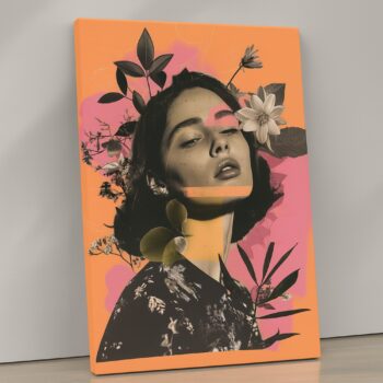 Vibrant Muse Canvas Wall Art – Bold Floral Portrait Print – Contemporary Luxury Home Décor