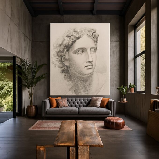 Marble Serenity Canvas Wall Art – Classic Sculpture Portrait Print – Minimalist Luxury Home Décor - Image 2