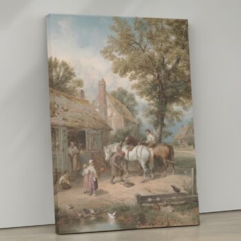 Rustic Charm Canvas Wall Art – Vintage Countryside Scene Print – Traditional Home Décor