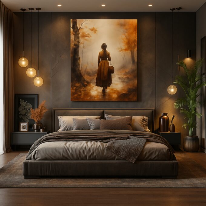 Autumn Silence Canvas Wall Art – Romantic Autumn Scene Print – Vintage Modern Home Décor - Image 3