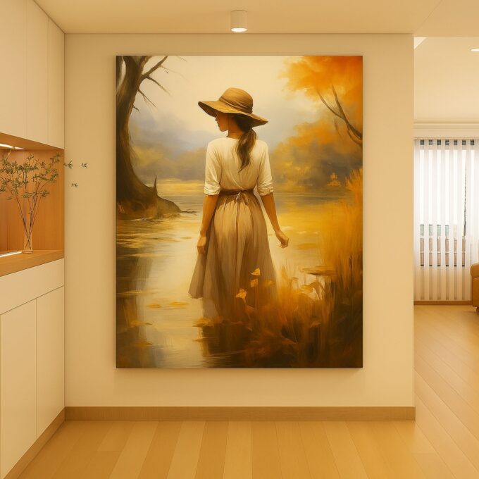 Golden Reflection – Autumn Landscape Canvas Wall Art - Image 2