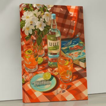 Summer Aperitif – Retro Cocktail & Bottle Canvas Wall Art