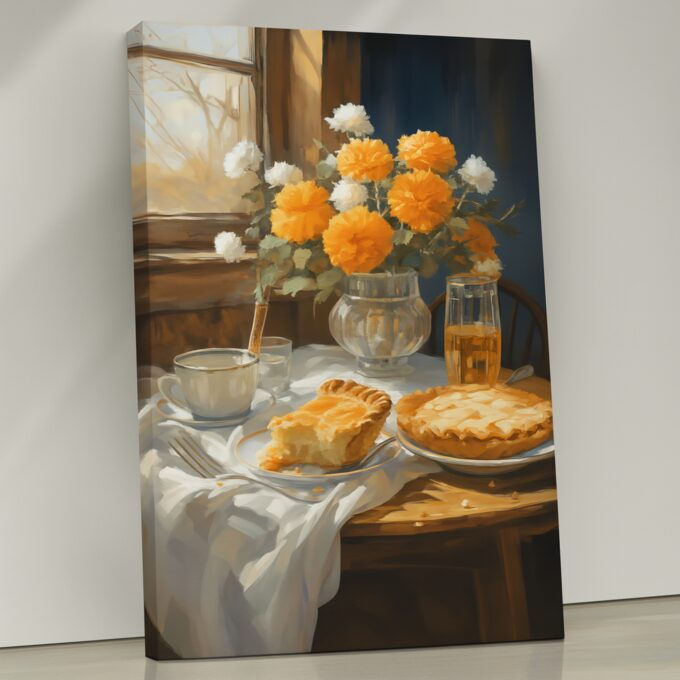 Autumn Morning Pie – Cozy Vintage Kitchen Canvas Wall Art