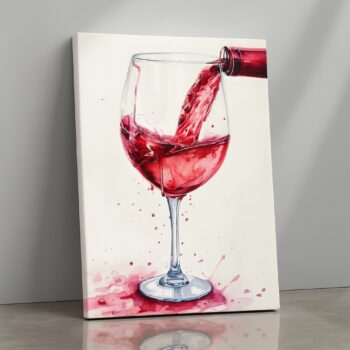 Crimson Pour – Modern Wine Canvas Wall Art for Kitchen or Bar