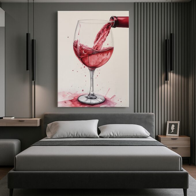 Crimson Pour – Modern Wine Canvas Wall Art for Kitchen or Bar - Image 3