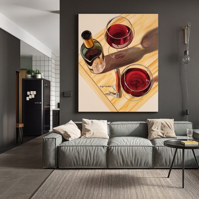 Bordeaux Reflections – Red Wine Canvas Wall Art - Image 3