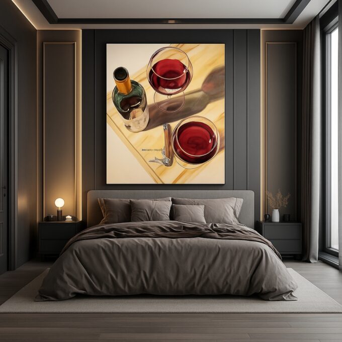 Bordeaux Reflections – Red Wine Canvas Wall Art - Image 2