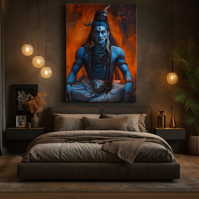 Serene Flame Shiva Meditation Canvas Wall Art - Image 3