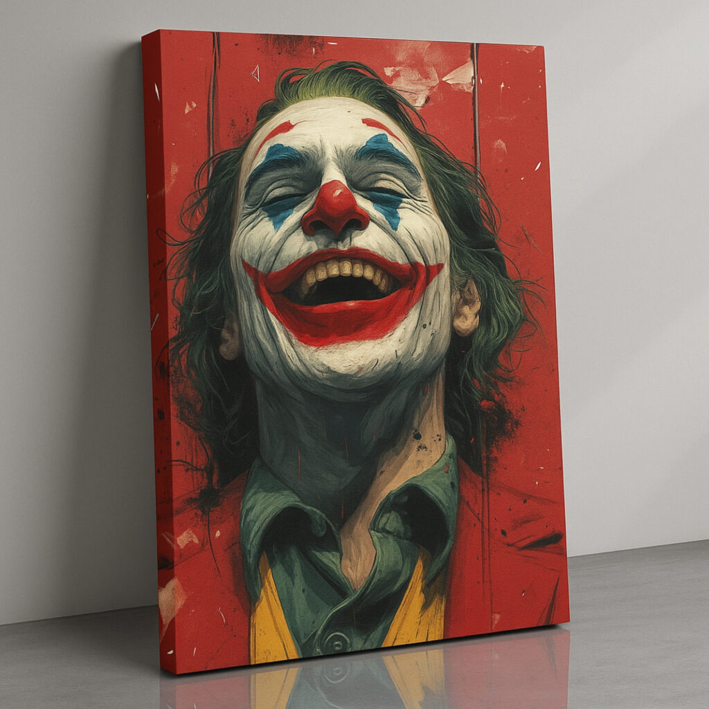 Canvas Print of Maniacal Laughter – Joker Red Wall Art | Artfy