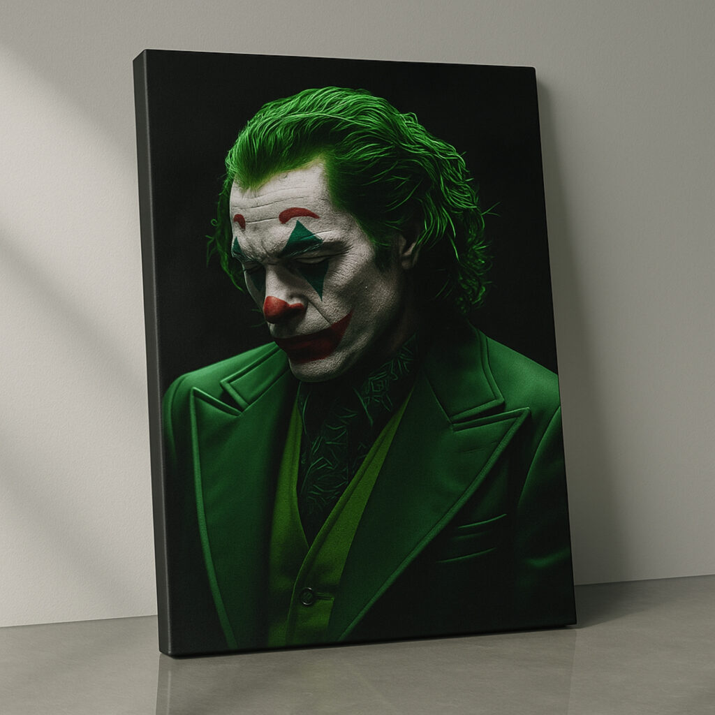 Canvas Print of Emerald Madness – Joker Villain Wall Art | Artfy