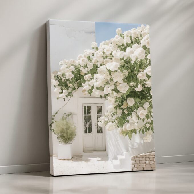 Whispering Blooms – Elegant White Flower Canvas Wall Art for Minimalist Homes