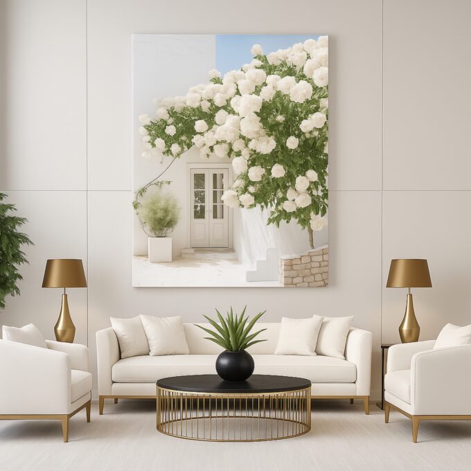 Whispering Blooms – Elegant White Flower Canvas Wall Art for Minimalist Homes - Image 2