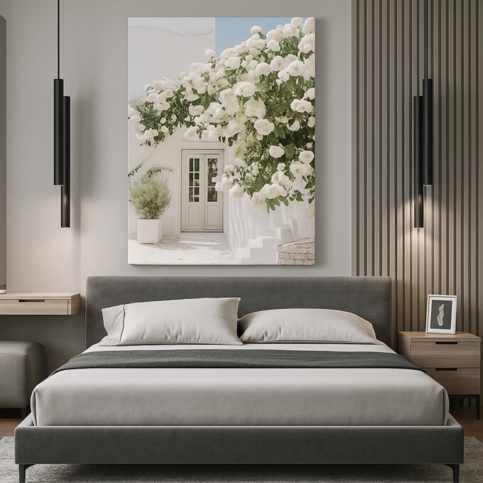 Whispering Blooms – Elegant White Flower Canvas Wall Art for Minimalist Homes - Image 3
