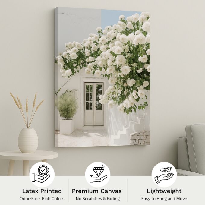 Whispering Blooms – Elegant White Flower Canvas Wall Art for Minimalist Homes - Image 4