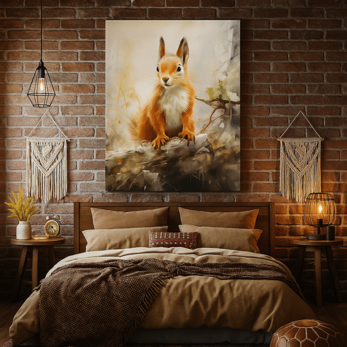 Forest Whiskers – Adorable Red Squirrel Canvas Wall Art for Nature Lovers - Image 3