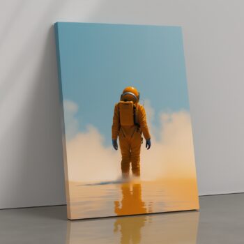 Solitude Horizon – Minimalist Astronaut Canvas Wall Art for Contemporary Spaces