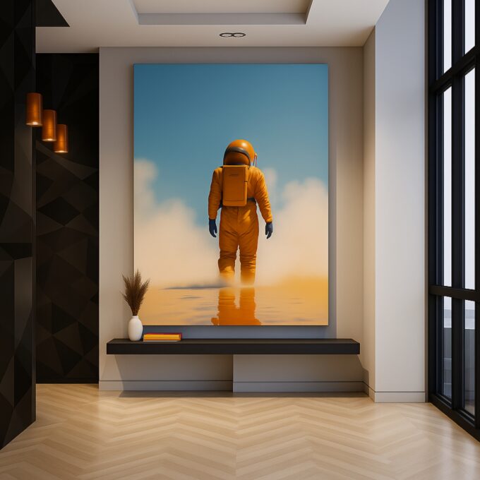 Solitude Horizon – Minimalist Astronaut Canvas Wall Art for Contemporary Spaces - Image 2