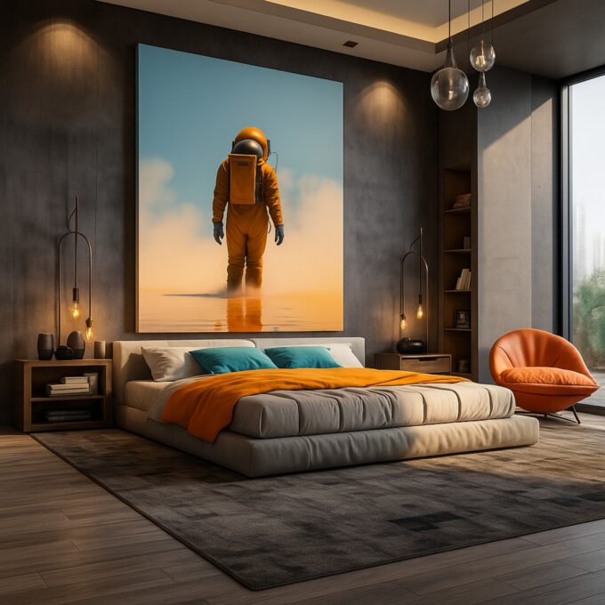 Solitude Horizon – Minimalist Astronaut Canvas Wall Art for Contemporary Spaces - Image 3