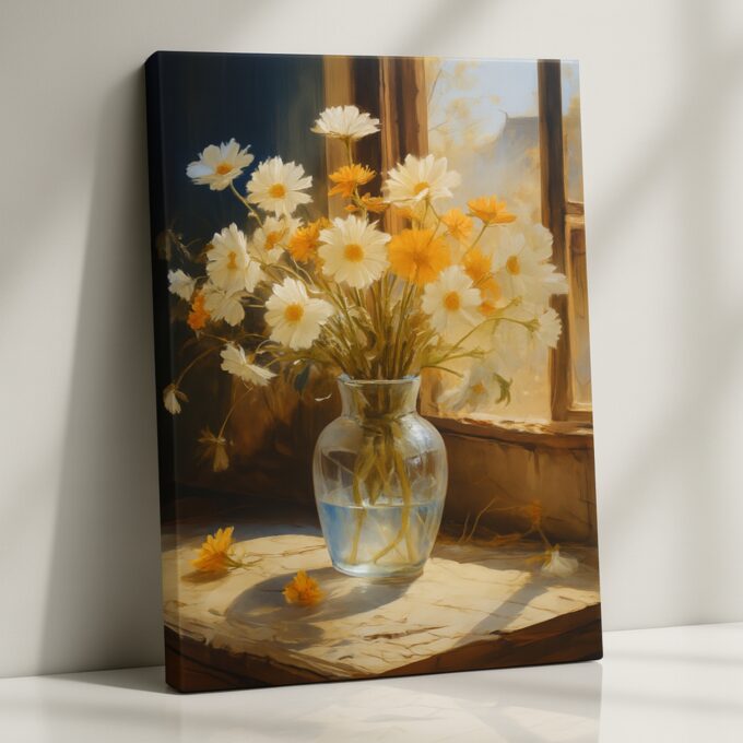 Sunlit Petals – Elegant Floral Canvas Wall Art for Modern Interiors